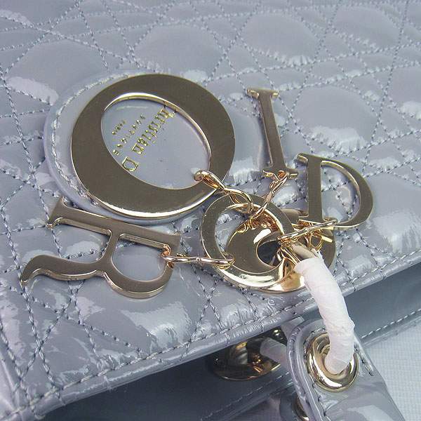 Christian Dior 1886 Patent Leather Shoulder Bag-Gray